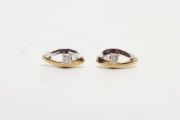 Bi-colour diamond set stud earrings, in 9ct yellow gold