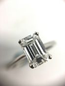 Emerald cut diamond ring, single emerald cut diamond GIA certified 1.31ct, E colour, VVS1 clarity,