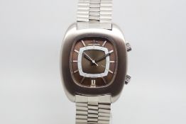 Jaeger LeCoultre Memovox automatic, rare tropic dial with baton hour markers, inner alarm dial, 38mm