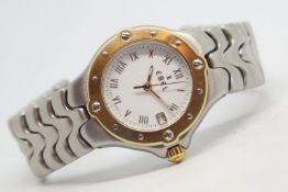 Unreserved - Ladies' 18ct and steel Ebel, white dial with gold Arabic numerals, date aperture,