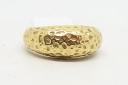 Vintage textured gold ring, bombe style with hammered gold effect, ring size L1/2