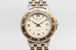 Unreserved - Ladies' Raymond Weil Tango, white dial with gold Arabic numerals, steel and gold plated