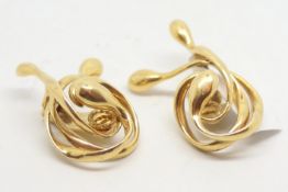 A pair of 18ct yellow gold Lalaounis abstract clip on earrings, each earring signed Lalaounis A21