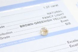 1.27ct Natural Fancy Light Brown-Greenish Yellow, brilliant cut, GIA certificate number 21236624131