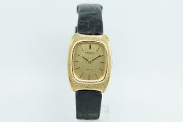 Ladies IWC 18ct Gold Wristwatch, champagne dial with two tone baton hour markers and two tone hour