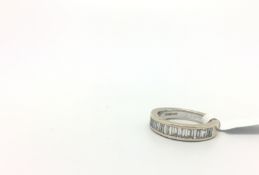 Baguette diamond half eternity ring, baguette cut diamonds channel set, estimated total diamond