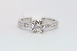 Diamond ring, round brilliant cut diamond weighing an estimated 1.04ct, with round brilliant cut