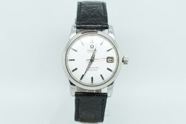 Gentlemen's Omega Seamaster Automatic Calendar Vintage Wristwatch, circular white dial with baton