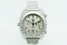 Rare Gentlemen's Heuer 'Autavia' Ref. 112.603 Chronograph Vintage Wristwatch, circular grpey dial