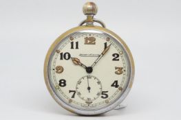 Jaeger LeCoultre Military Crows Foot Vintage Pocket Watch, circular beige dial with outer minute