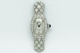 Ladies Diamond & Sapphire Cocktail Wristwatch, white dial with Arabic numerals and inner minute