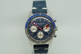 Rare Gentlemen's Jacques Monnat Vintage Chronograph Wristwatch, circular blue dial with multi