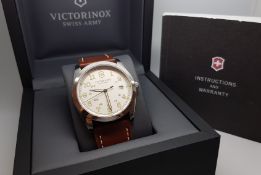 Gentlemen's Victorinox Swiss Army Wristwatch W/ Box, circular white dial with luminous Arabic