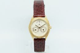 Ladies Kelek 18ct Gold Calendar Wristwatch, circular white dial with diamond hour markers, at 12 o'