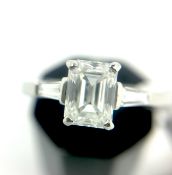 Boodles - Emerald cut diamond ring, central emerald cut diamond weighing 0.91ct, G colour, VS1