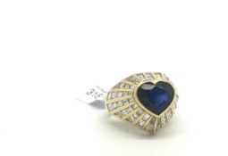 Fred - Heart sapphire and diamond statement ring by Fred, intense blue heart cut sapphire