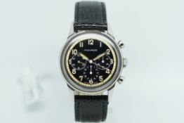 Rare Gentlemen's Movado Vintage Chronograph Wristwatch, circular two tone black and gilt dial with