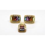 H. Stern - H. Stern Rainbow collection, multi gem pendant and earring set, five rectangular cut