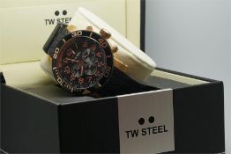 Gentleman's TW Steel NOS Chronograph Wristwatch, circular black and bronze dial with three sub