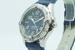 Gentleman's Breitling Colt Ocean Wristwatch, circular blue dial with arabic numerals and a date