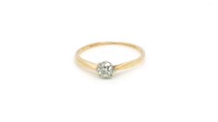 Old cut diamond ring, sing stone estimated diamond weight 0.35ct, mounted in rose gold, ring size Q