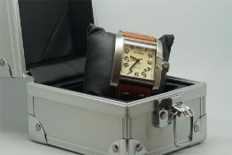 Gentleman's TW Steel NOS Date Wristwatch, rectangular beige dial, with box.