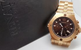 Gentlemen's Renato Split Second Chronograph Wristwatch W/ Box & Papers, circular maroon dial with