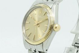 Gentleman's Rolex Oyster Perpetual Bi Colour Vintage Wristwatch, circular champagne dial with