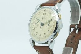 Gentleman's Zodiac Vintage Chronograph Wristwatch, circular aged dial with arabic numerals and