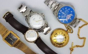 Group of 5 Watches, including a 34mm white faced Avia, gold colour Jean Pierre white faces pocket
