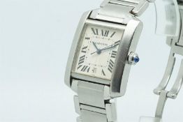 Gentleman's Cartier Francaise DateÂ Wristwatch Ref. 2302, square two tone white dial with roman