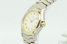 Ladies Ebel Bi-Colour Wristwatch W/ Box & Papers, circular two tone textured dial with gold Arabic