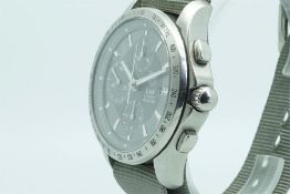 Gentleman's Tag Heuer Link Chronograph Wristwatch, large circular grey two tone dial and date at