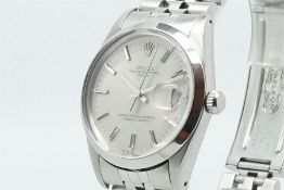 Gentleman's Rolex Oyster Perpetual Date Vintage Wristwatch, circular silver dial with multi