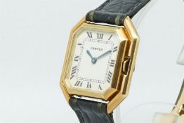 Rare Cartier Rose Gold Vintage Wristwatches, square dial with roman numerals and minuteÂ track, in