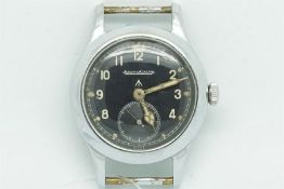 Gentleman's Jaeger LeCoultre Military Vintage Wristwatch, circular black dial with arabic hour