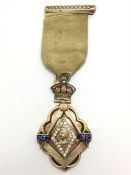 Masonic medal, with insert of Queen Victoria, border of period paste stones, within the Masonic