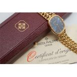 Gentlemen's Patek Philippe 18ct Elipse Ref.3728/119 w/ Box & Papers, rounded square blue dial with