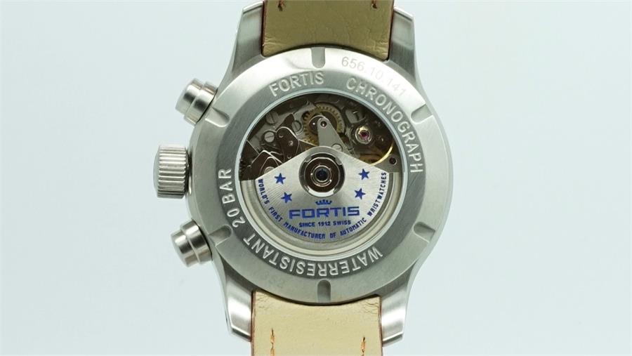 Gentlemen's Fortis Chronograph Wristwatch, circular two tone brown dial with larger arabic - Image 3 of 4