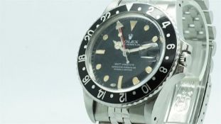 Gentlemen's Rolex GMT Master Wristwatch 'Ref.16750', circular black with dot hour markers and a date