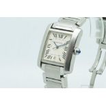Gentleman's Cartier Francaise Date Wristwatch Ref. 2302, square two tone white dial with roman