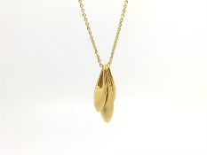 Georg Jensen 18ct Zephyr Necklace, three graduating pennants each stamped, with a 44cm micro belcher
