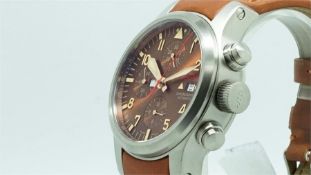 Gentlemen's Fortis Chronograph Wristwatch, circular two tone brown dial with larger arabic