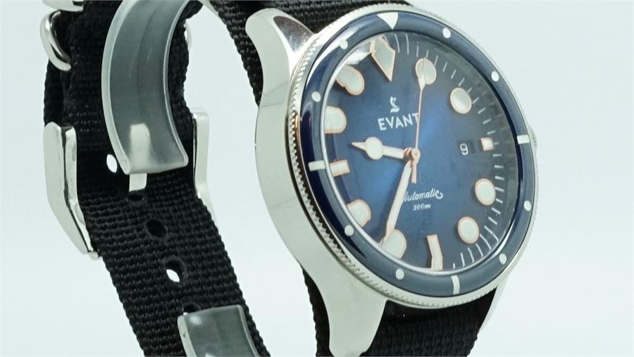 Gentlemen's Evant Divers Watch w/ Box & Papers, circular two tone dial with dot hour markers and - Image 2 of 3