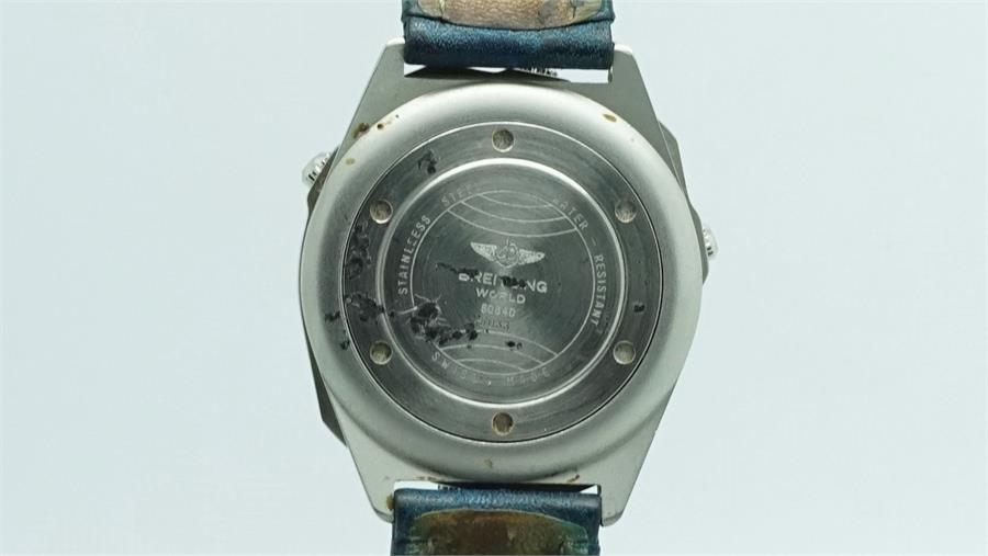 Gentlemen's Breitiling 'Multi Zone' Bullhead Wristwatch, circular twon tone blue dial with - Image 3 of 4