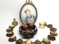 Job lot - A collection of interesting pieces, date pend bracelet with a large piece of banded agate,