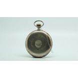 Vintage Longines Grand Prix Silver Pocket Watch, circular two tone white dial with fancy black