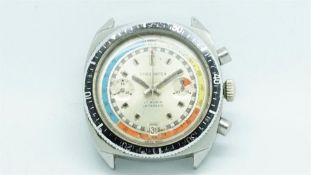 Gentlemen's Otar Watch Valjoux Chronograph Vintage Wristwatch, circular silver dial with multiple