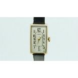 JW Benson Vintage Wristwatch, rectangular white dial with Arabic numerals in a 12mm case, manual