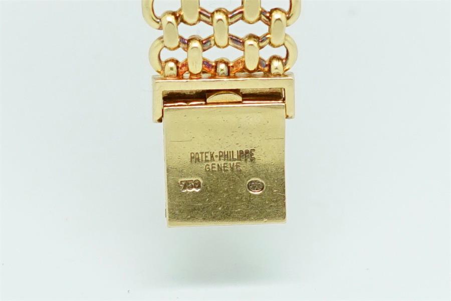 Rare Gentlemen's Patek Phillipe 18ct Gold Wristwatch, rounded square simple champagne dial with - Image 3 of 5